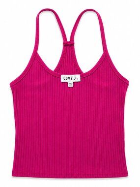 Hot Pink Ribbed Strappy Tank Top | Love J | Size Medium